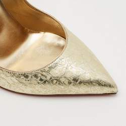 Pre Owned حذاء كعب عالي كريستيان لوبوتان هوت تشيك جلد منقوش ذهبي بايثون مقاس 38.5