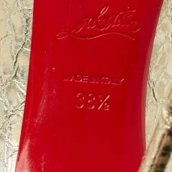 Pre Owned حذاء كعب عالي كريستيان لوبوتان هوت تشيك جلد منقوش ذهبي بايثون مقاس 38.5