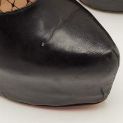 Pre Owned حذاء بوت للكاحل كريستيان لوبوتان ريسيليسيما منصة جلد أسود وشبكة مقاس 38.5