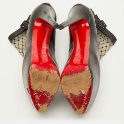 Pre Owned حذاء بوت للكاحل كريستيان لوبوتان ريسيليسيما منصة جلد أسود وشبكة مقاس 38.5