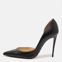 Pre Owned Christian Louboutin Iriza Size 39 Black Leather D'orsay Pumps