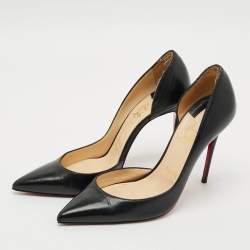 Pre Owned Christian Louboutin Iriza Size 39 Black Leather D'orsay Pumps