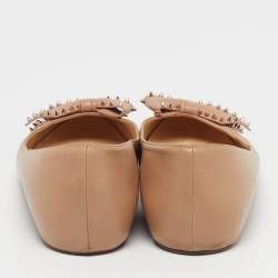 Pre Owned Christian Louboutin Sonietta Size 40 Beige Leather Ballet Flats