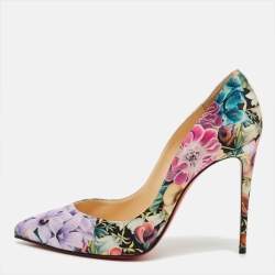Pre Owned Christian Louboutin Pigalle Follies Size 38 Multicolor Satin Pumps