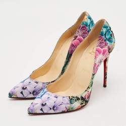 Pre Owned Christian Louboutin Pigalle Follies Size 38 Multicolor Satin Pumps