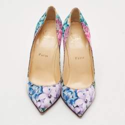 Pre Owned Christian Louboutin Pigalle Follies Size 38 Multicolor Satin Pumps