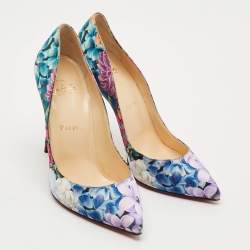 Pre Owned Christian Louboutin Pigalle Follies Size 38 Multicolor Satin Pumps