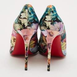 Pre Owned Christian Louboutin Pigalle Follies Size 38 Multicolor Satin Pumps