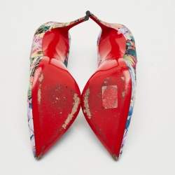 Pre Owned Christian Louboutin Pigalle Follies Size 38 Multicolor Satin Pumps