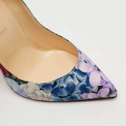 Pre Owned Christian Louboutin Pigalle Follies Size 38 Multicolor Satin Pumps