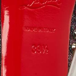 Pre Owned Christian Louboutin Lady Peep Spikes Size 39.5  Two Tone Lurex Fabric Platform Pumps