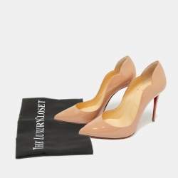 Pre Owned Christian Louboutin Hot Chick Size 36.5 Beige Patent Leather Pumps