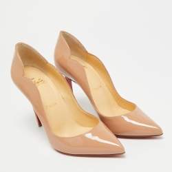 Pre Owned Christian Louboutin Hot Chick Size 36.5 Beige Patent Leather Pumps