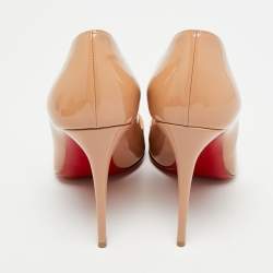 Pre Owned Christian Louboutin Hot Chick Size 36.5 Beige Patent Leather Pumps