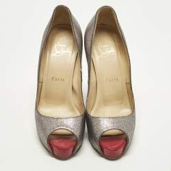 Pre Owned Christian Louboutin Very Prive Size 36.5 Multicolor Glitter Peep Toe Pumps