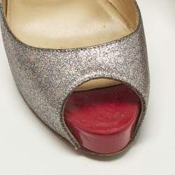 Pre Owned Christian Louboutin Very Prive Size 36.5 Multicolor Glitter Peep Toe Pumps