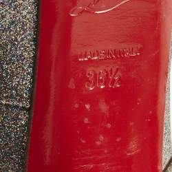 Pre Owned Christian Louboutin Very Prive Size 36.5 Multicolor Glitter Peep Toe Pumps