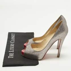 Pre Owned Christian Louboutin Very Prive Size 36.5 Multicolor Glitter Peep Toe Pumps