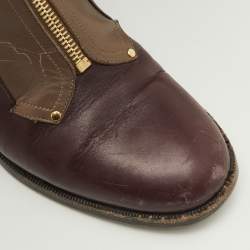 Pre Owned Christian Louboutin Size 38 Multicolor Leather Front Zip Knee Length Riding Boots