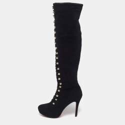 مملوكة مسبقًا Christian Louboutin Fabiola Size 40 Black Suede Knee Length Boots