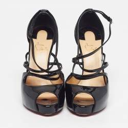 مملوكة مسبقًا صندل  كريستيان لوبوتان جينلوف ألتا جلد لامع بنفسجي ميتالك مقاس 37