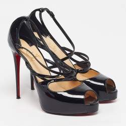 مملوكة مسبقًا صندل  كريستيان لوبوتان جينلوف ألتا جلد لامع بنفسجي ميتالك مقاس 37