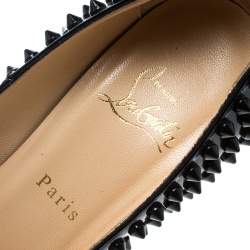 Pre Owned Christian Louboutin Black Patent Leather Alti Spikes Platform Pumps Size 37.5