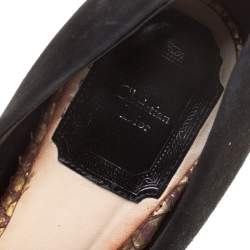 Dior Black/Gold Suede and Python Peep Toe Pumps Size 35.5 