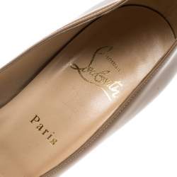 Pre Owned Christian Louboutin Beige Patent Leather Neofilo Platform Pumps Size 37