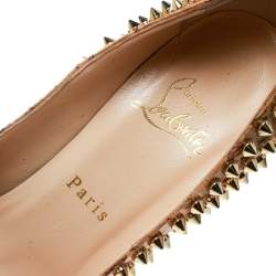 Pre Owned Christian Louboutin Beige Cork Alti Spike Platform Pumps Size 36.5