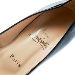 Pre Owned Christian Louboutin Black Patent Leather Hyper Prive Peep Toe Platform Pumps Size 37
