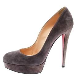 Pre Owned Christian Louboutin Purple Suede Bianca Platform Pumps Size 41