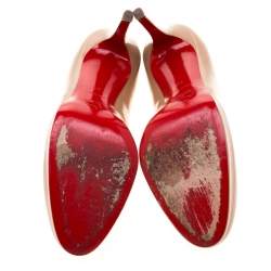 Christian Louboutin Beige Patent Leather Neofilo Platform Pumps Size 37