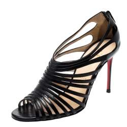 Christian Louboutin Black Leather Mul Tibrida Strappy Sandals Size 37