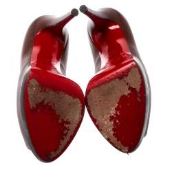 Pre Owned Christian Louboutin Brown Leather Peep toe  Platform Pumps Size 38.5