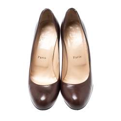 Pre Owned Christian Louboutin Brown Leather New Simple Pumps Size 39