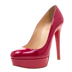 Pre Owned Christian Louboutin Pink Patent Leather Bianca Platform Pumps Size 35.5