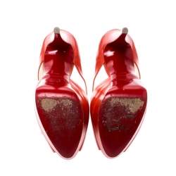 مملوكة مسبقًا Christian Louboutin Orange Leather Platform Sandals Size 38.5