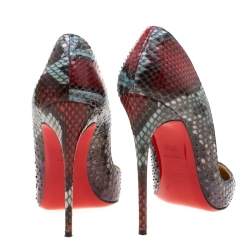 Pre Owned Christian Louboutin Multicolor Python Leather So Kate Pointed Toe Pumps Size 37.5