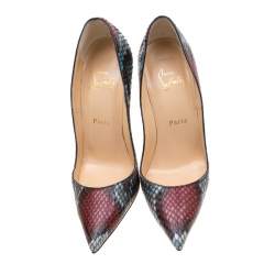 Pre Owned Christian Louboutin Multicolor Python Leather So Kate Pointed Toe Pumps Size 37.5