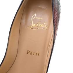 Pre Owned Christian Louboutin Multicolor Python Leather So Kate Pointed Toe Pumps Size 37.5