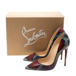 Pre Owned Christian Louboutin Multicolor Python Leather So Kate Pointed Toe Pumps Size 37.5