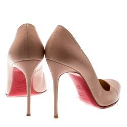 Pre Owned Christian Louboutin Beige Leather Corneille Pointed Toe Pumps Size 38