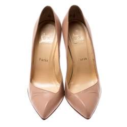 Pre Owned Christian Louboutin Beige Leather Corneille Pointed Toe Pumps Size 38