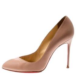 Pre Owned Christian Louboutin Beige Leather Corneille Pointed Toe Pumps Size 38