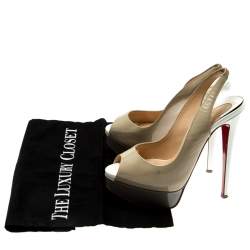 Pre Owned Christian Louboutin Tricolor Patent Leather Private Number Peep Toe Slingback Sandals Size 35.5