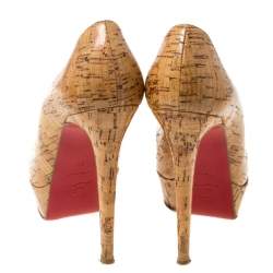 Christian Louboutin Beige Cork Bianca Platform Pumps Size 37