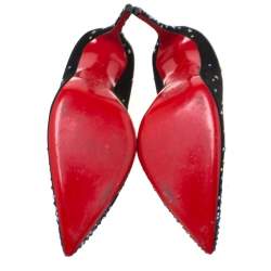 Christian Louboutin Black Suede Crystal Star Embellished Gravitanita Pointed Toe Pumps Size 37.5