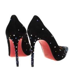 Christian Louboutin Black Suede Crystal Star Embellished Gravitanita Pointed Toe Pumps Size 37.5
