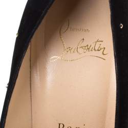 Christian Louboutin Black Suede Crystal Star Embellished Gravitanita Pointed Toe Pumps Size 37.5
